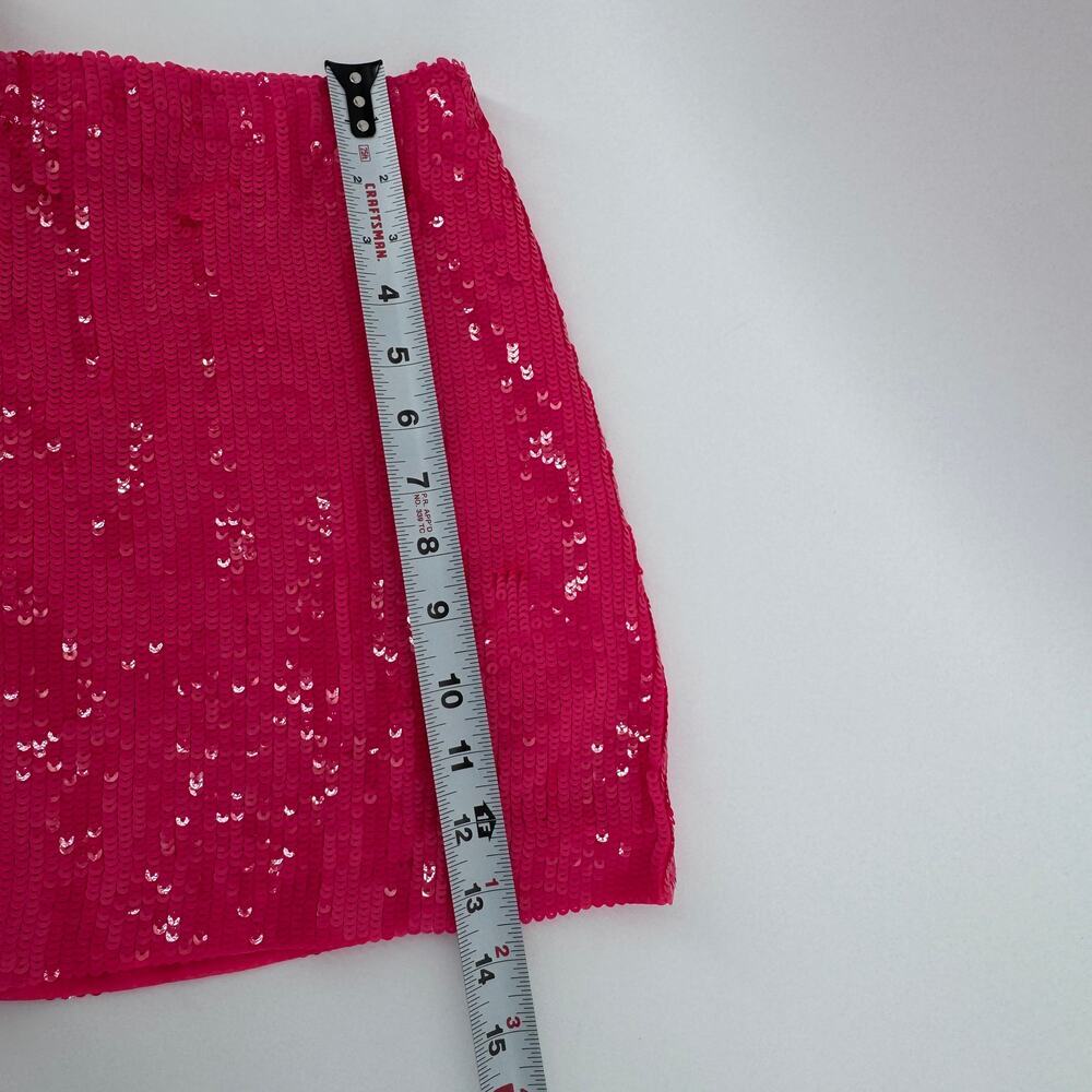 ALICE + OLIVIA Rubi Sequined Miniskirt Size 8 NWT $375 Barbie Mini Hot Pink - Picture 8 of 8